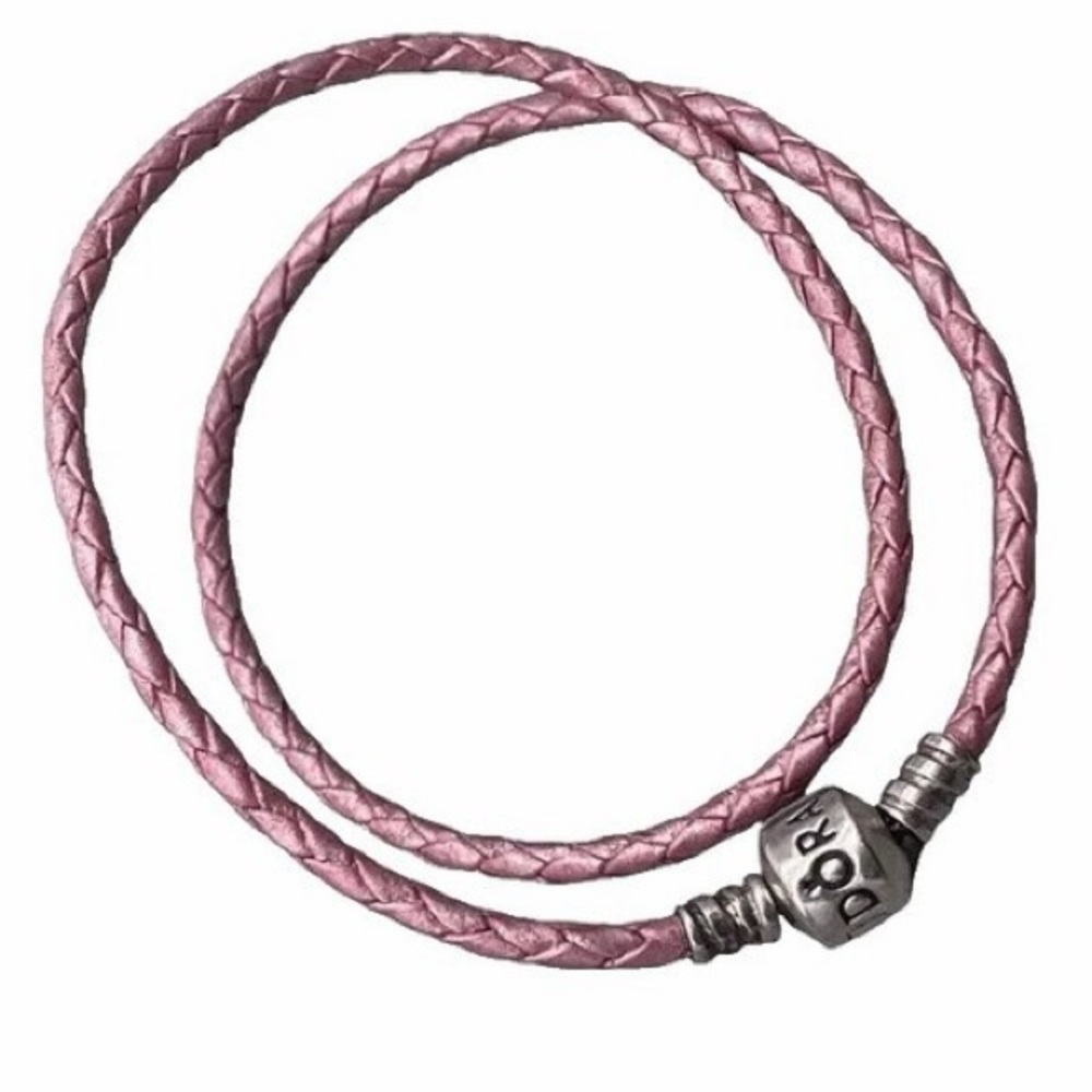 Pandora Braided Pink Leather Bracelet